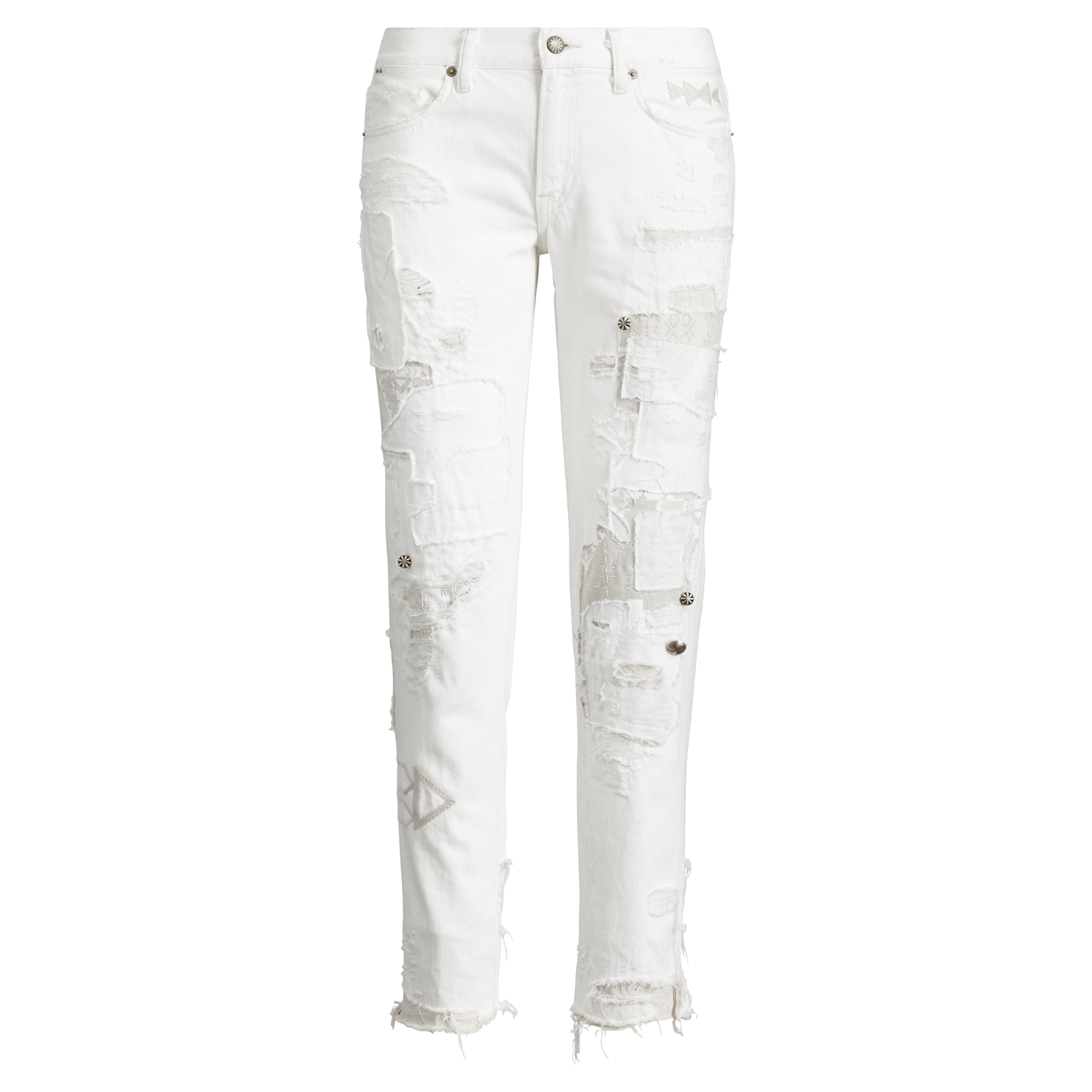 Ralph Lauren Polo Slim Astor Boyfriend Distressed Patchwork