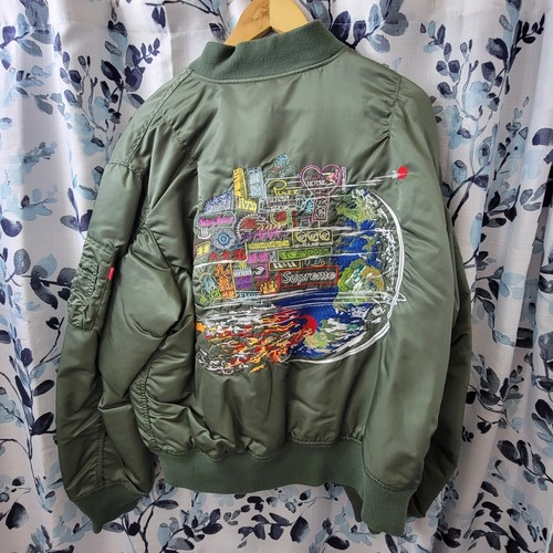 Supreme 20FW Alpha Industries Men's Globe MA-1 Flight Jacket
