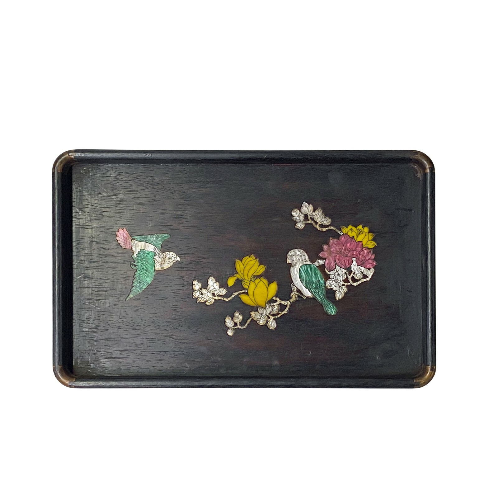 Chinese Rectangular Mother of Pearl Flower Birds Theme Wood Tray ws1876S Chinese Rectangular Mother of Pearl Flower Birds Theme Wood Tray ws1876S
