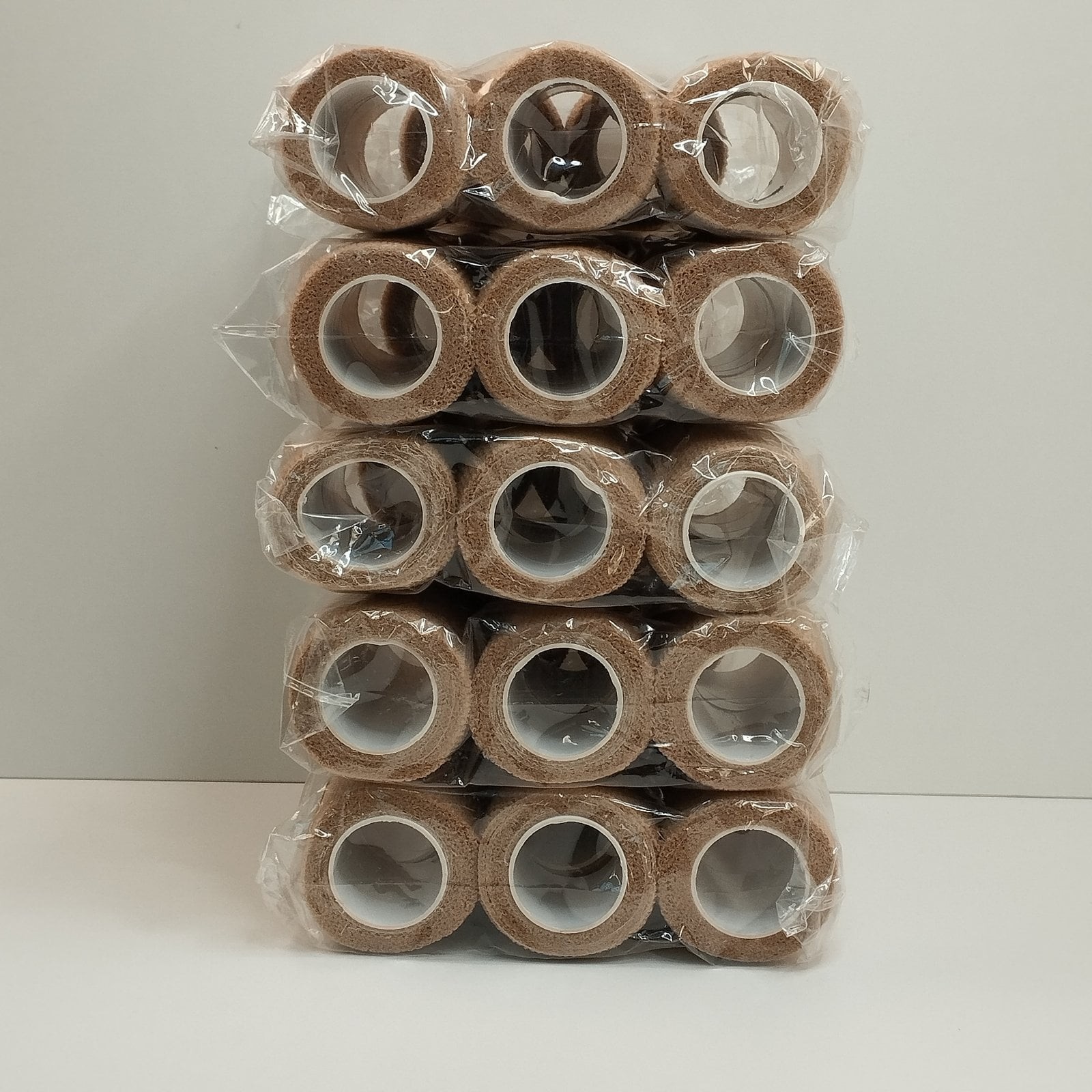 5 Pack x Bandage Roll Tan Cohesive Wrap 5cm x 4.5m Strapping Tape - 8 Pcs