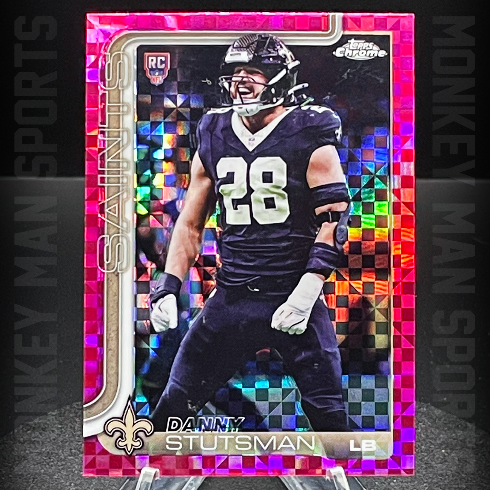2025 Chrome - Danny Stutsman Rookie RC - #373 PINK X-FRACTOR SAINTS MINT
