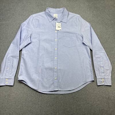 J Crew Top Womens Large Blue Perfect Fit Oxford Button Business Casual New