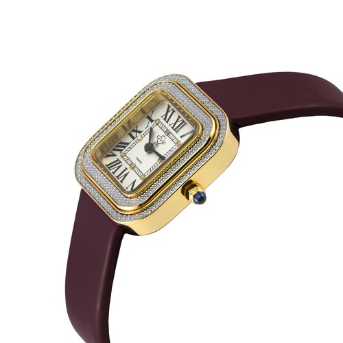 GV2 BY GEVRIL GV2 BY GEVRIL WOMEN'S 12132 BELLAGIO SWISS MVMNT DIAMOND LEATHER WATCH