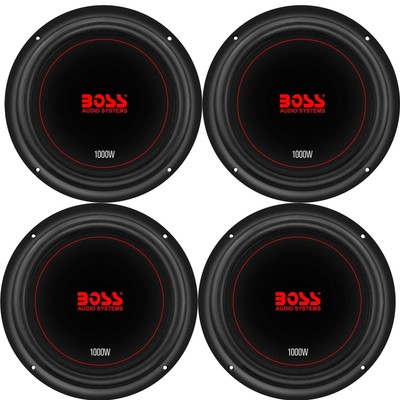 Boss Chaos Exxtreme 10'' 1000W Dual Voice Coil 4 Ohm Car Audio Subwoofer (4 Pack)