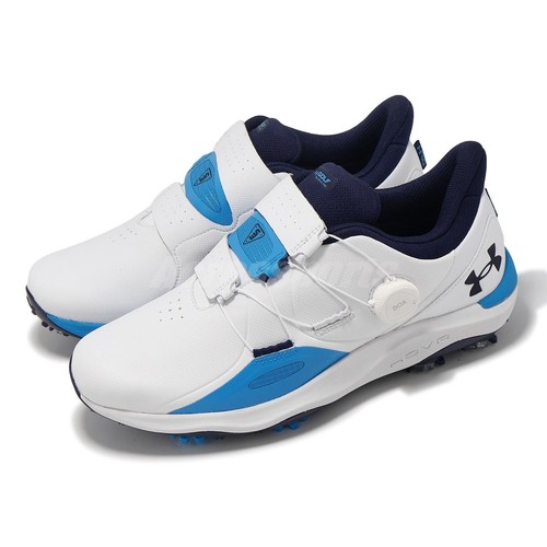 新品 Under Armour BOA ゴルフシューズ ホワイト Under Armour Drive Pro BOA Wide UA White Blue Men Golf