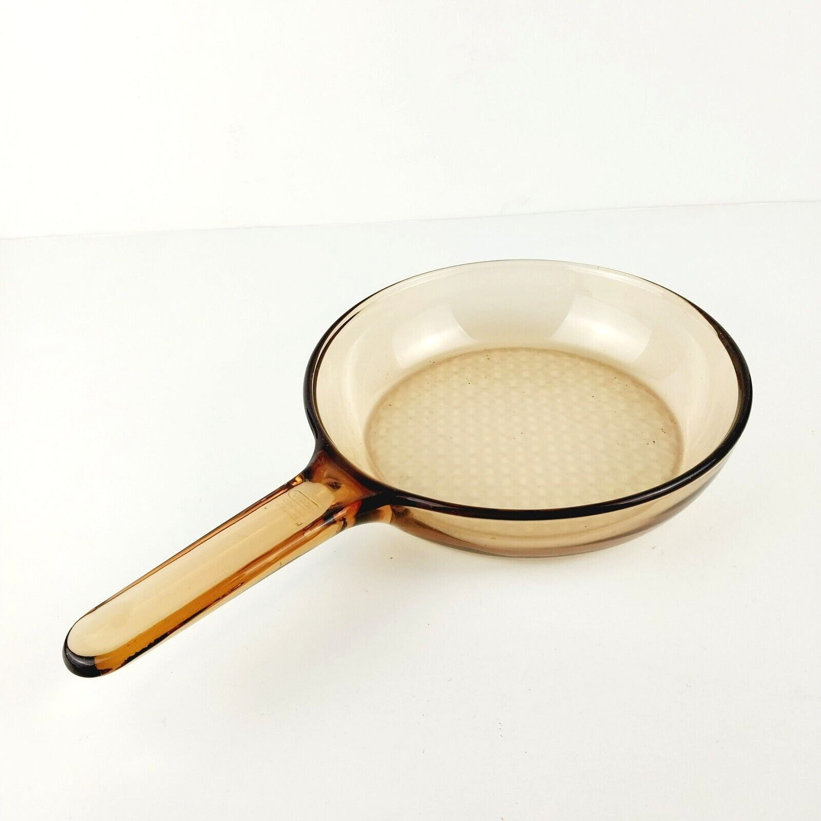 Corning Ware Visions 7" Transparent Brown Glass Waffle Bottom Frying Pan