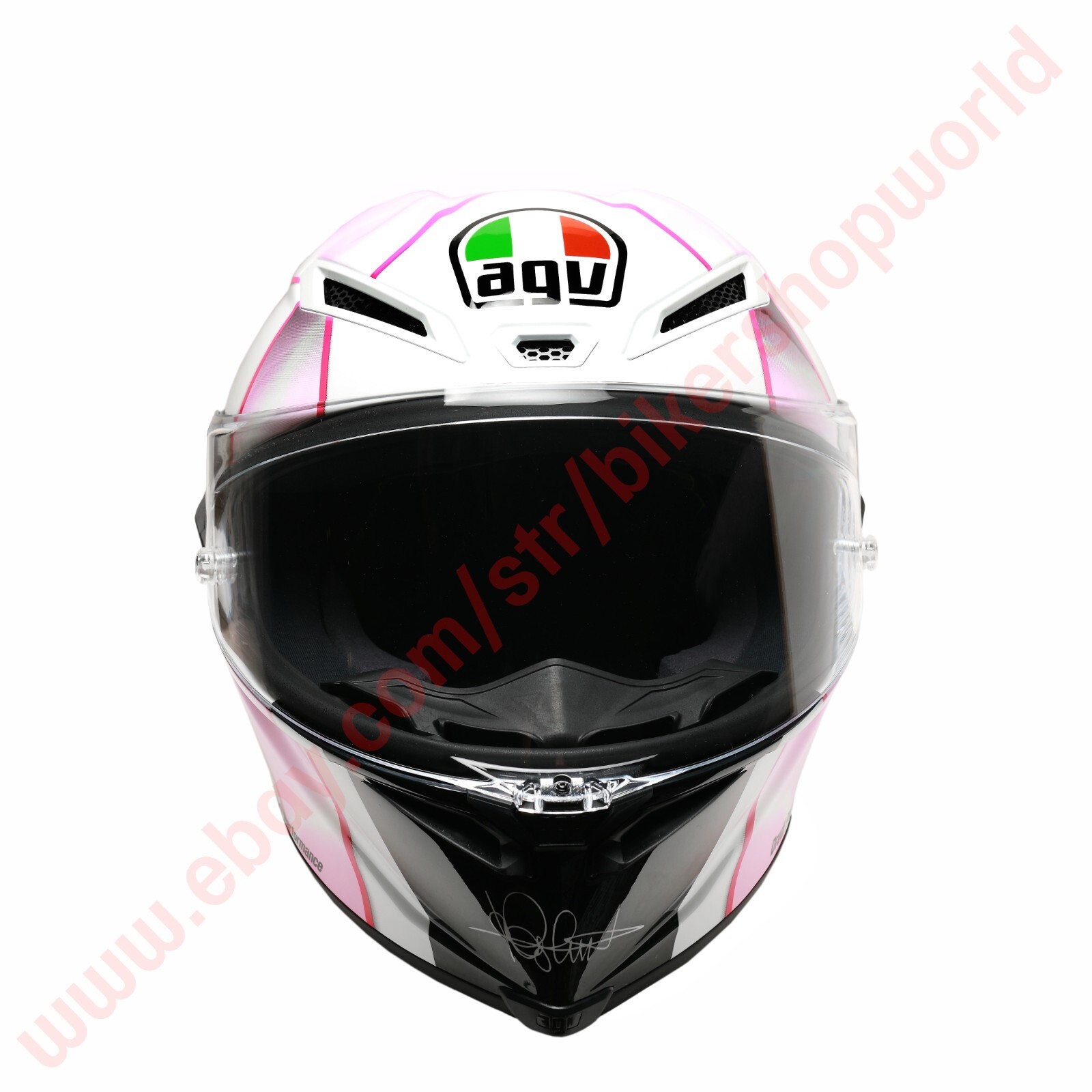 AGV Pista GPRRフルフェイスヘルメット ホワイト/ピンク AGV Pista GP RR Rossi Misano Pink Bow