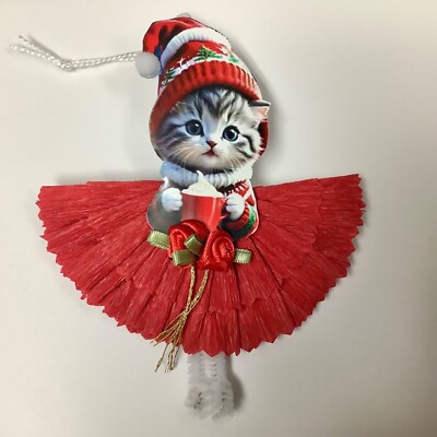Christmas feather tree cat ornaments gift tags item #74