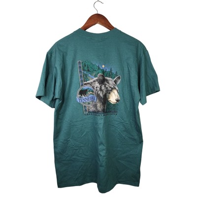 1990s Vintage Anvil Large L Tennessee TN Great Smoky Mountains Bear Graphic Tee 