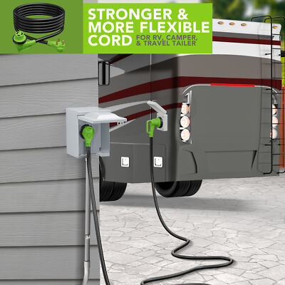 15 FOOT 30AMP 90-Degree Locking Heavy Duty RV Extension Cable Leisure Cords