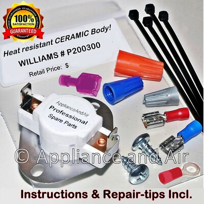 P200300 Williams CERAMIC Furnace Heater Limit Switch + Instructions SHIPS TODAY!