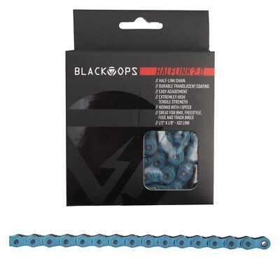 Black Ops Half Link 2.0 Durable Translucent Blue Solid Pin BMX Bicycle Chain