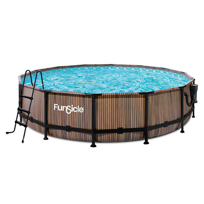 Funsicle 14' x 42'' Oasis Round Outdoor Above Ground Pool, Natural Teak(Open Box)