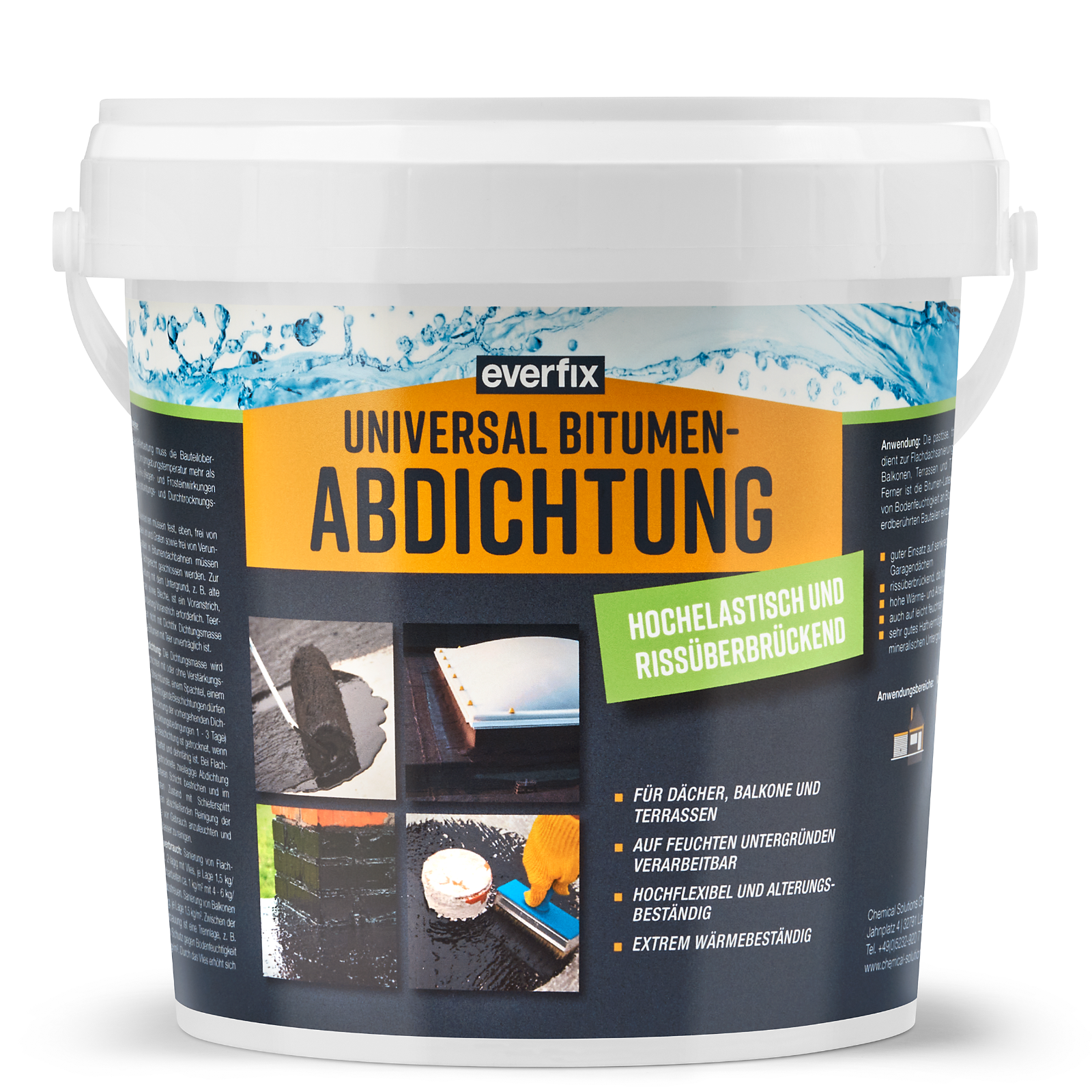 EVERFIX Bitumen Abdichtung - hochelastische Dichtmasse, rissüberbrückend (1 kg)
