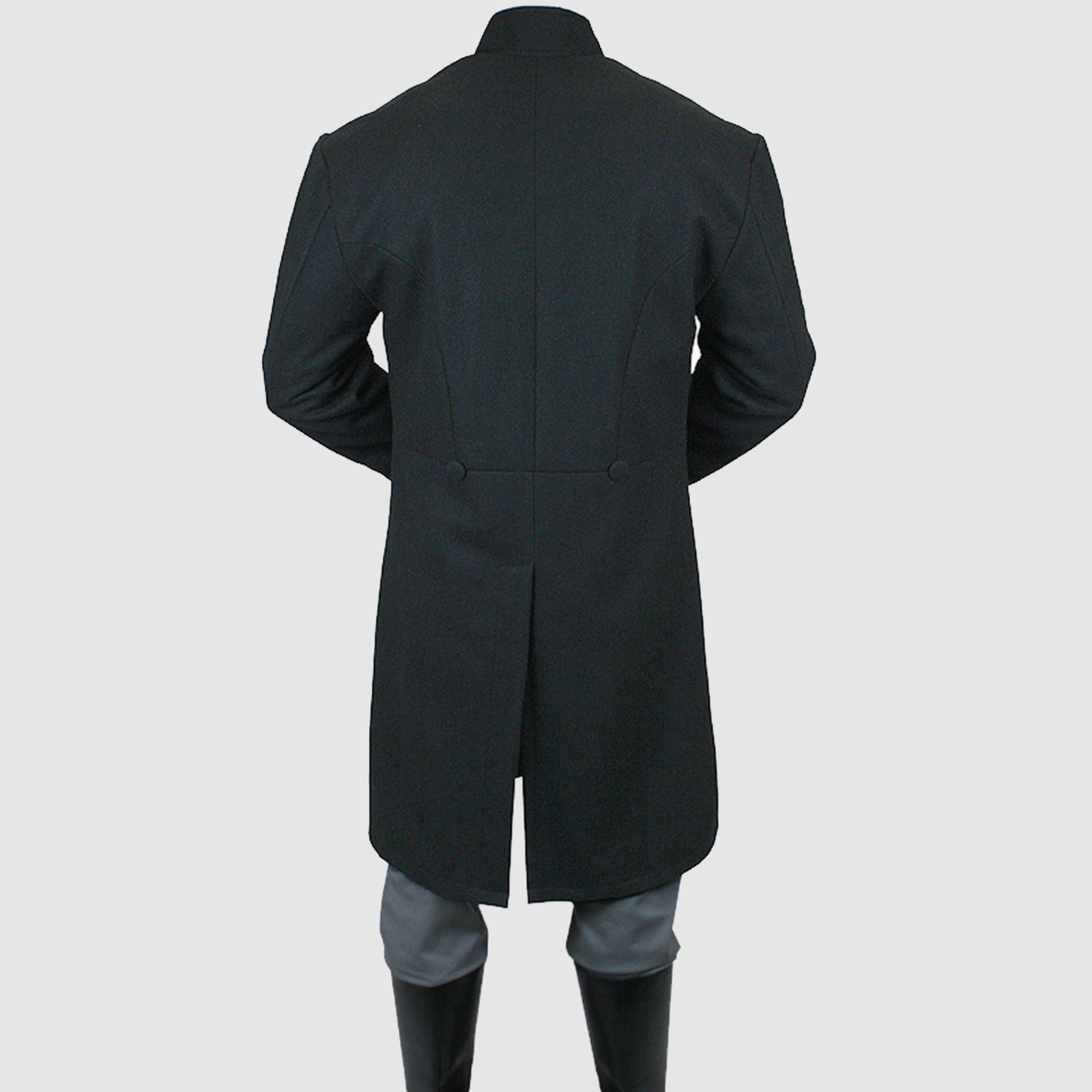 Pre-owned Handmade Men's Coburn Great Coat In Black Wool Coat