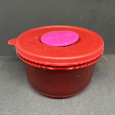 Tupperware Sheer RED Rock N Serve #1667-12 & RED Seal  w/ PINK Air Vent