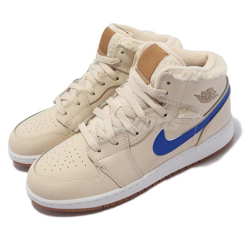 

Nike Air Jordan 1 Mid Utility GS AJ1 Fleece Ivory Junior Kids Casual DO2207-264, Цвет слоновой кости, Air Jordan 1 Mid Utl Gs