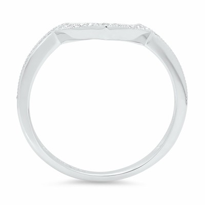 Pre-owned Pucci 0.37ct Round Wedding Bridal Promise Chevron V Shape Stacking Band 14k White Gold In White/colorless