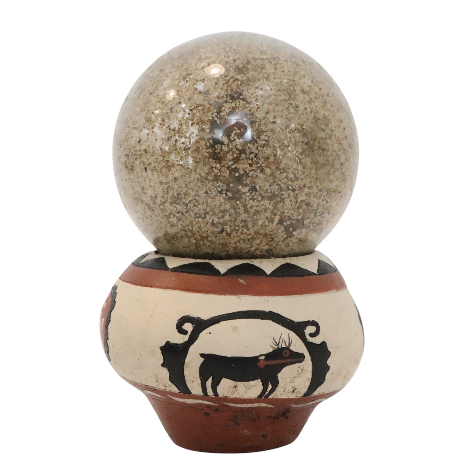 Vintage Native American Pueblo Pottery Storyteller Sand Globe