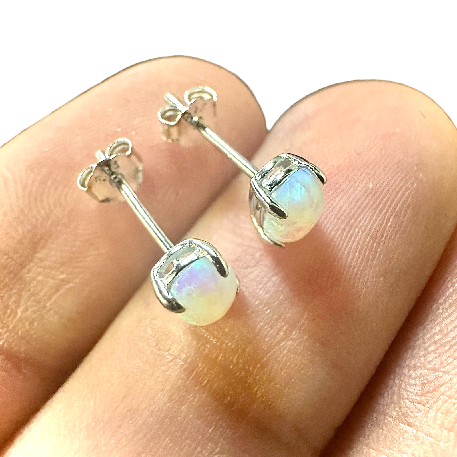 925 Sterling Silver Opal Stud Earrings For Women Fire Opal Earrings 925 Silver