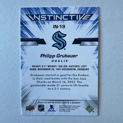 2023 Upper Deck Series 2 #IN-19 Philipp Grubauer Instinctive