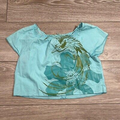 Kenzo Paris Girls Crop Top Shirt 6 Months Bird Printed Short Sleeves