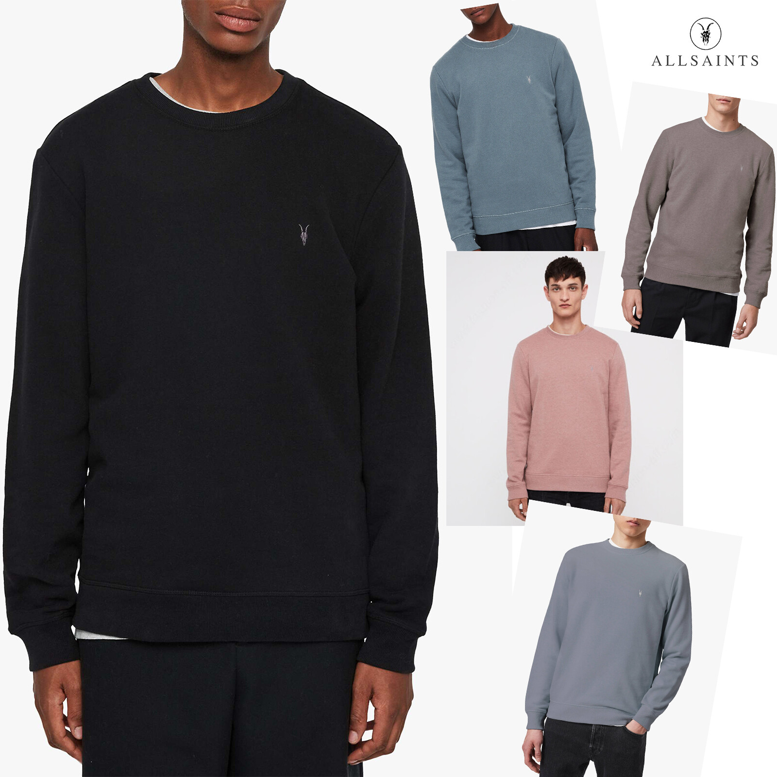 All Saints Mens Crew Neck Designer Pullover O/H Sweatshirt Sweater Jumper  New | eBay