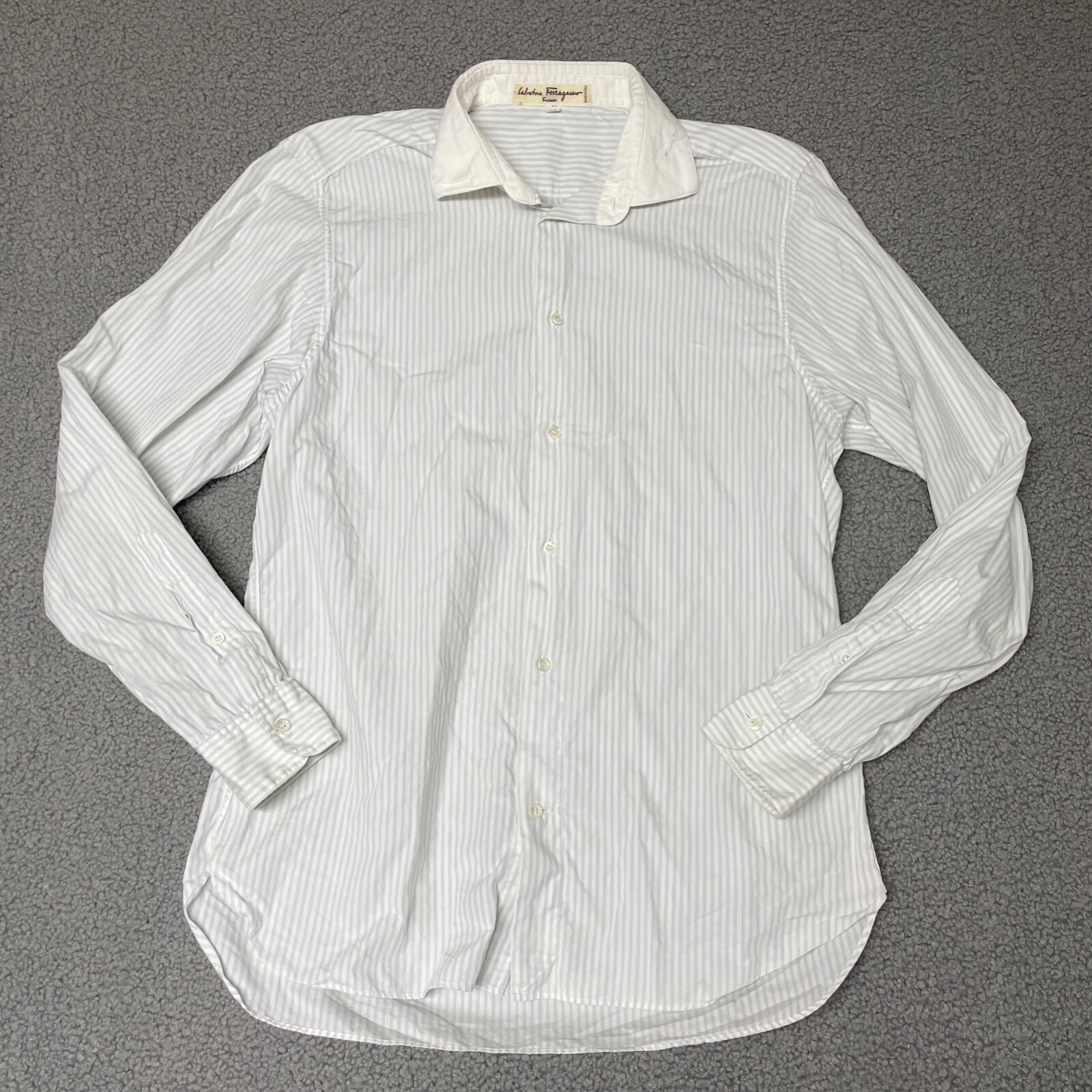 Salvatore Ferragamo メンズシャツ M ホワイト VINTAGE Salvatore Ferragamo Long Sleeve Button Shirt Men