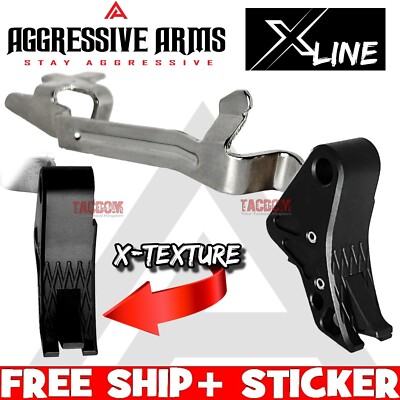 AGGRESSIVE ARMS X-LINE STEALTH BLACK TRIGGER & BAR Gen 3 GL0CK 17 19 22 23 26 27