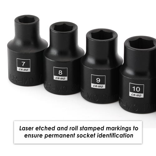 13PCS 3/8"Drive Magnetic Socket Set, Shallow, 6-Point, Metric, 7mm to 19mm CR-MO