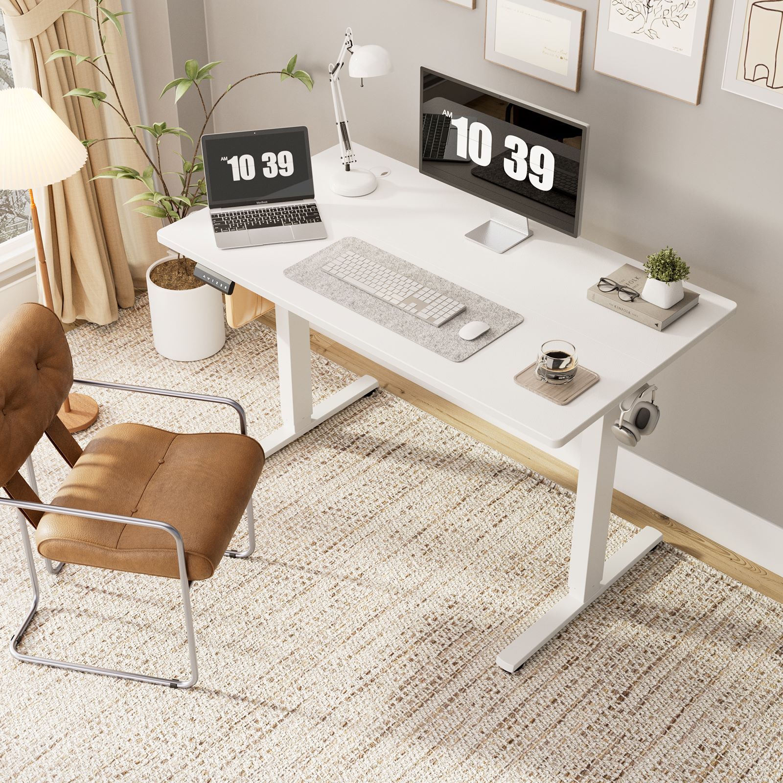 Electric Standing Desk Gaming Work PC Table Adjustable Height for Home Office