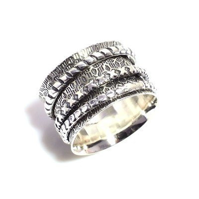 Solid Silver Ring Three Tone Ring Thumb Ring Spinner Beautiful Ring Handm