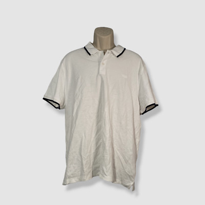 $60 Perry Ellis America Men's White Tipped Collar Solid Polo Shirt Size XXL
