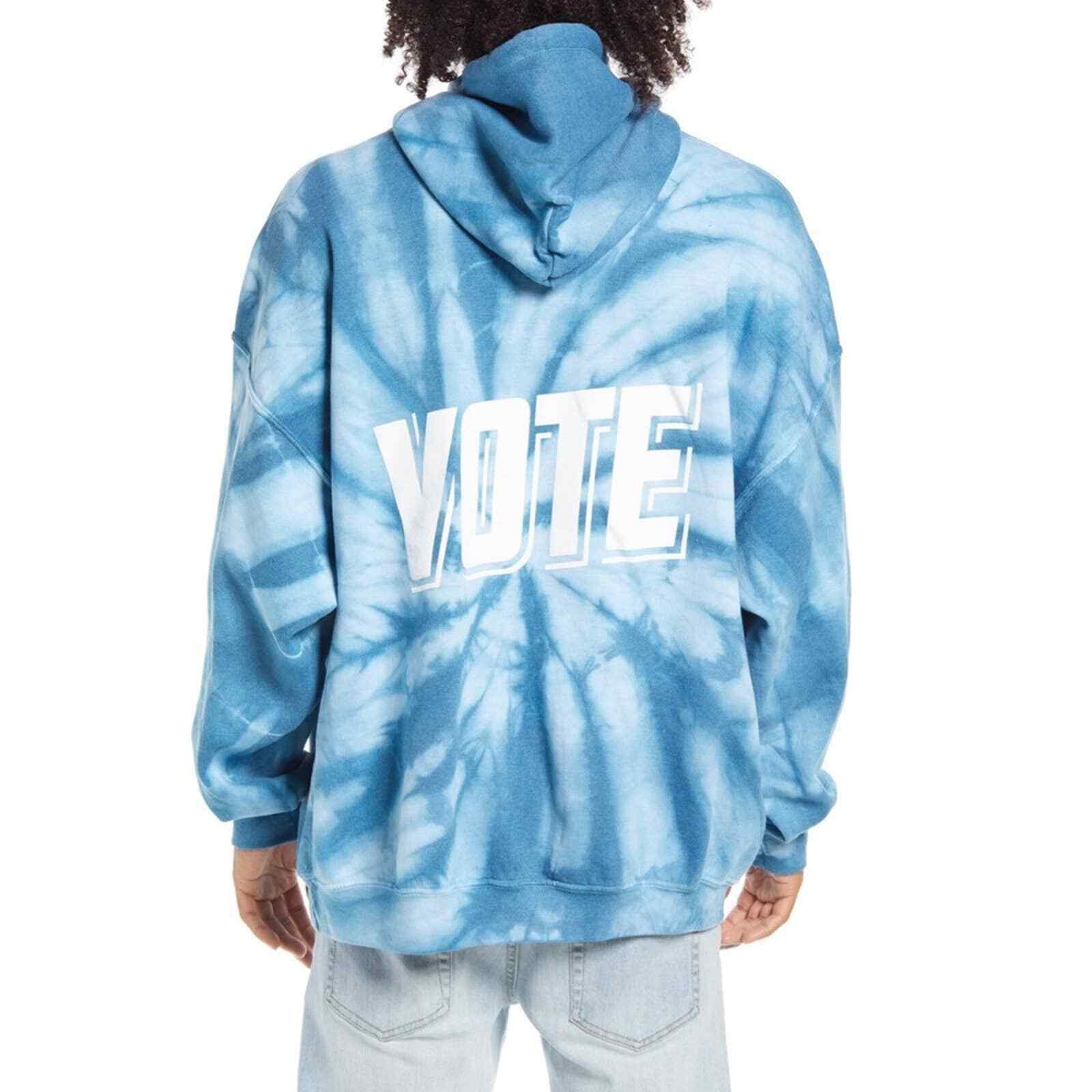 

NORDSTROM BP Tie Dye Синий VOTE Толстовка Свитер с карманом-кенгуру AMERICAN Oversize