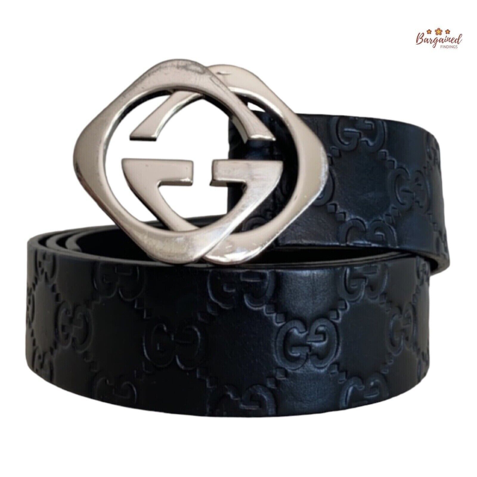 Authentic Gucci Black Monogram Leather Silver Interlocking Authentic Gucci Black Monogram Leather Silver Interlocking