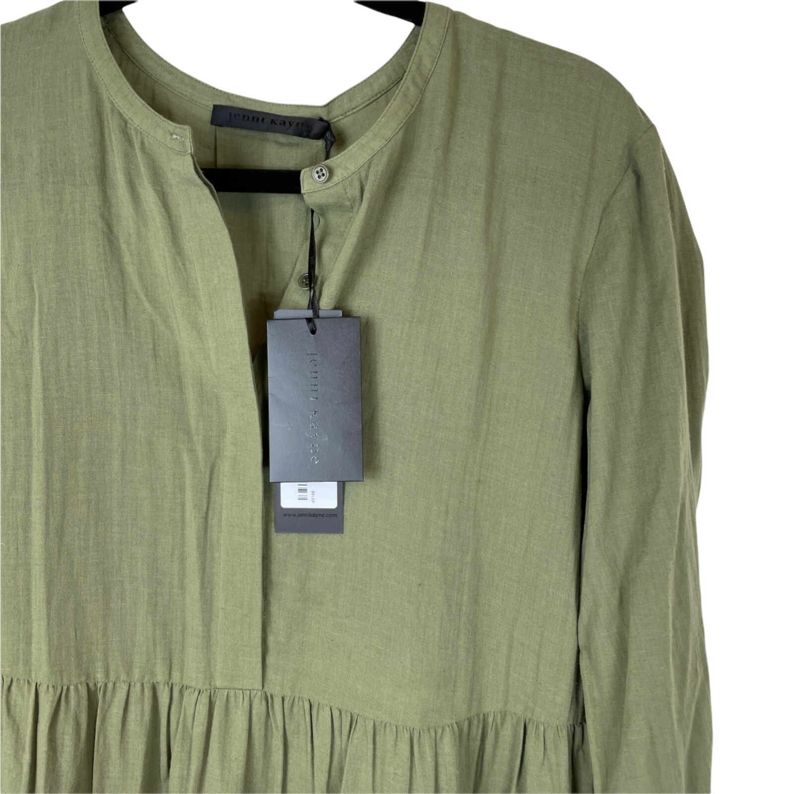 Pre-owned Jenni Kayne James Tiered A-line Dress 3/4 Sleeve Moss Green Xs
