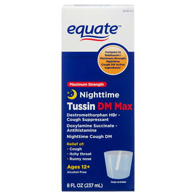 Equate Maximum Strength Nighttime Cough Suppressant Tussin DM Max Liquid 8 fl oz
