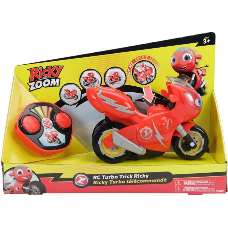 TOMY RICKY ZOOM RC TURBO TRICK RICKY REMOTE CONTROL MOTORCYCLE AGE3+ NEW T20055A