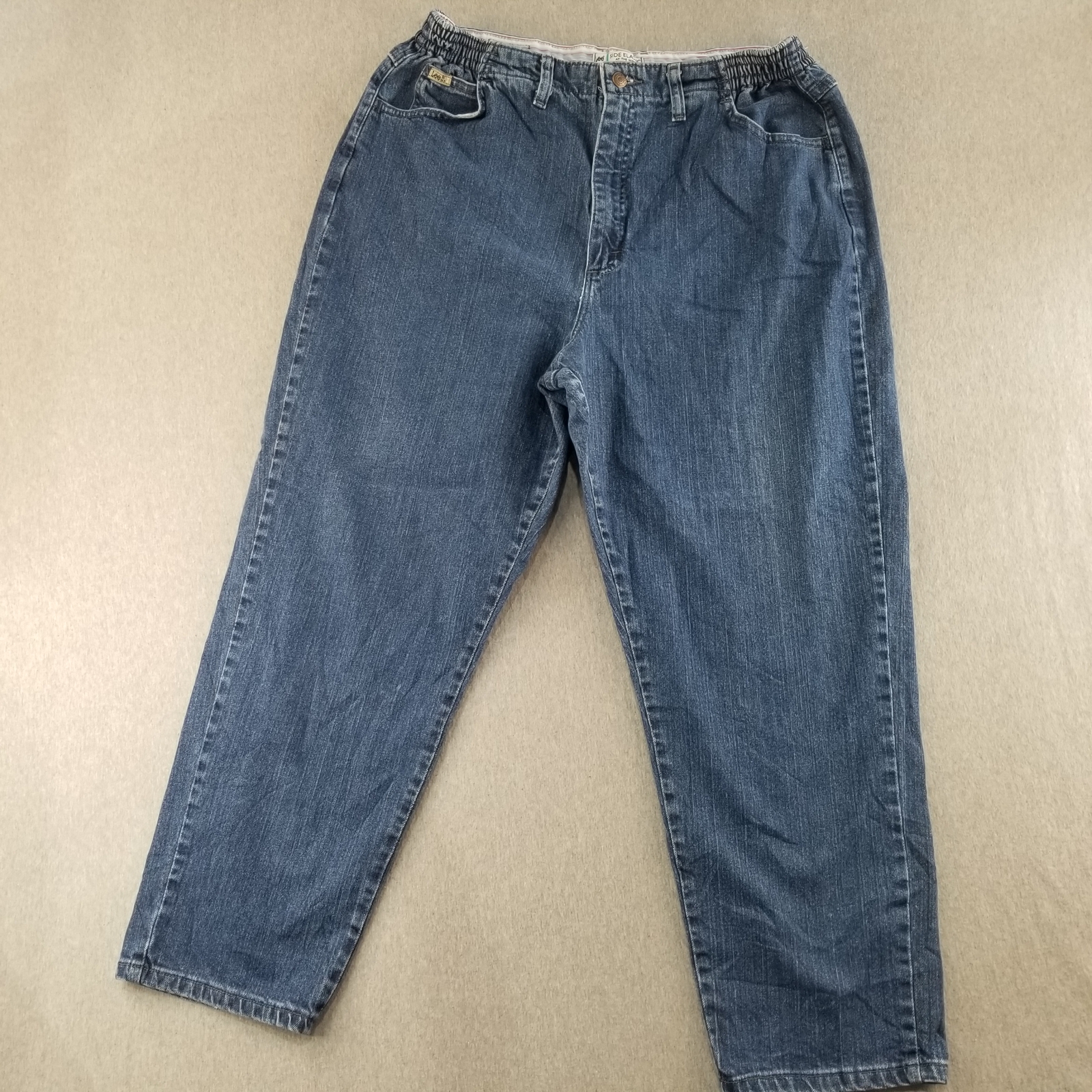 Lee Jeans Women's Sz 18P At The Waist Side Eleatic Blue Dark Wash Comfy Normcore