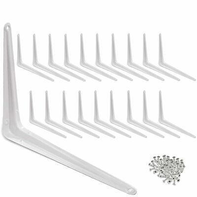 20 Pcs 10" x 12" inch Utility Metal Wall Shelf Corner Bracket Support White LOT