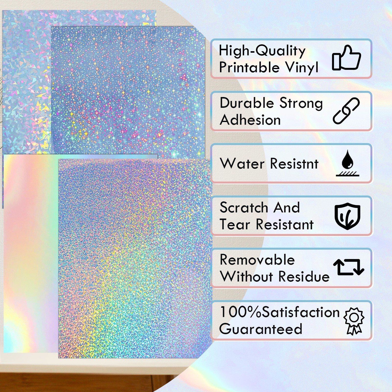 20 PK Mixed Koala Holographic Vinyl Sticker Paper Waterproof Glossy Inkjet Laser