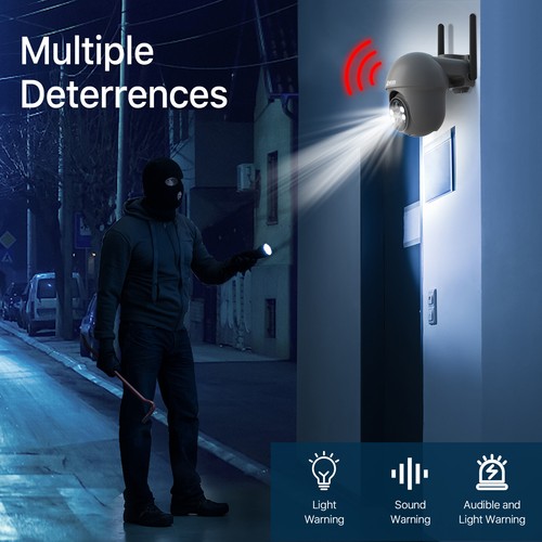 3MP WIFI Pan/Tilt Home Security Camera Outdoor Wireless Solar & Battery Powered