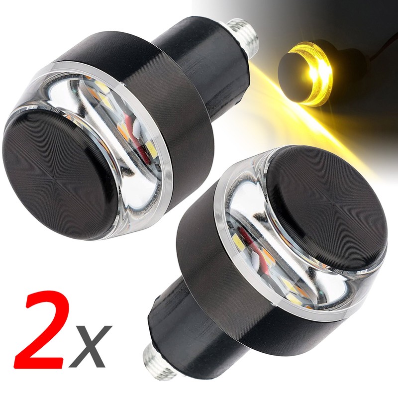 2x Motorcycle Turn Signal Light Side Marker End LED Handlebar Handle Bar Lamp