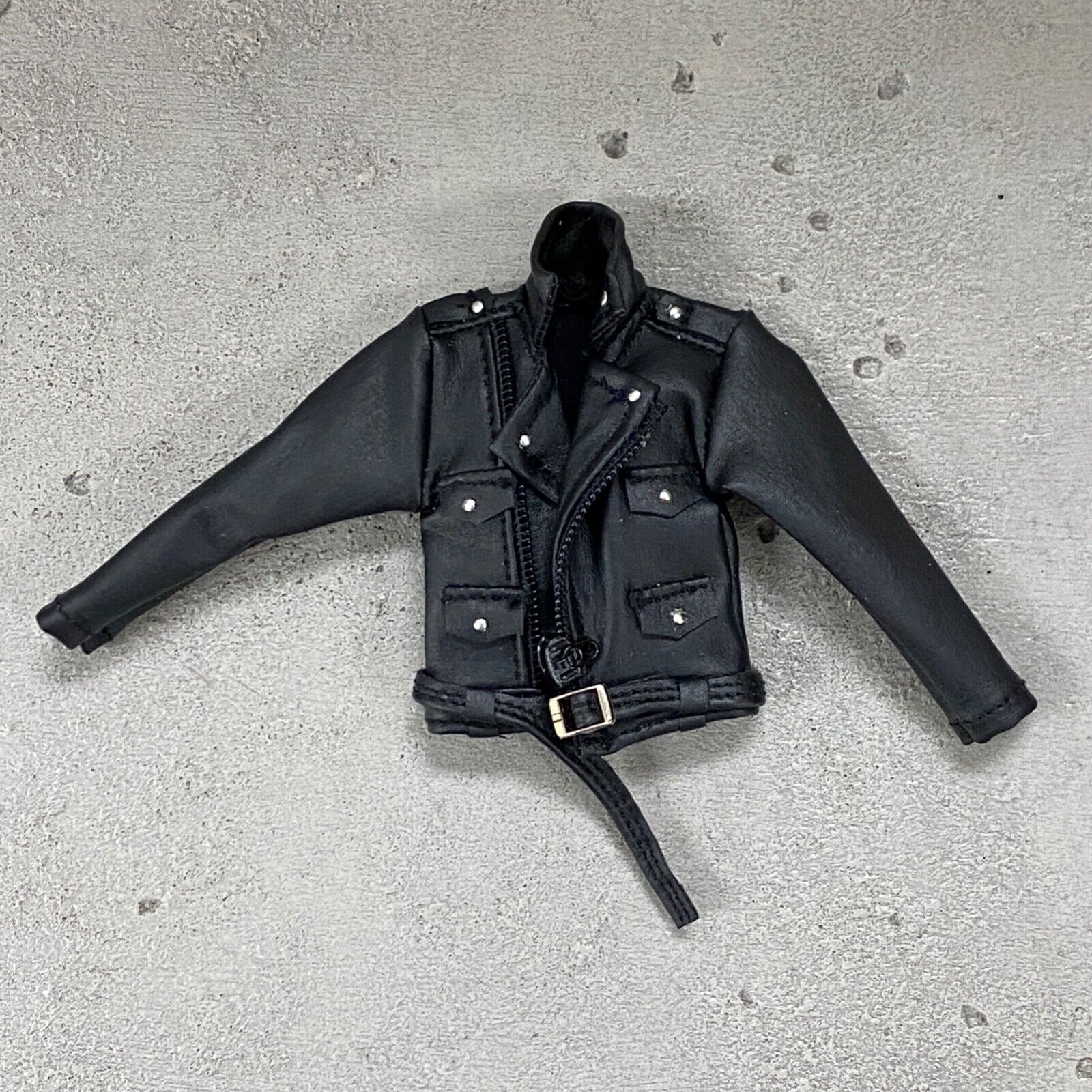 PB-LJK-S: 1/12 Black Biker Faux Leather Jacket for 6 inch PB-LJK-S: 1/12 Black Biker Faux Leather Jacket for 6 inch