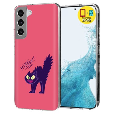 Case for Samsung Galaxy S22 5G,Grumpy Cat Print,w/ Glass Protector,USA