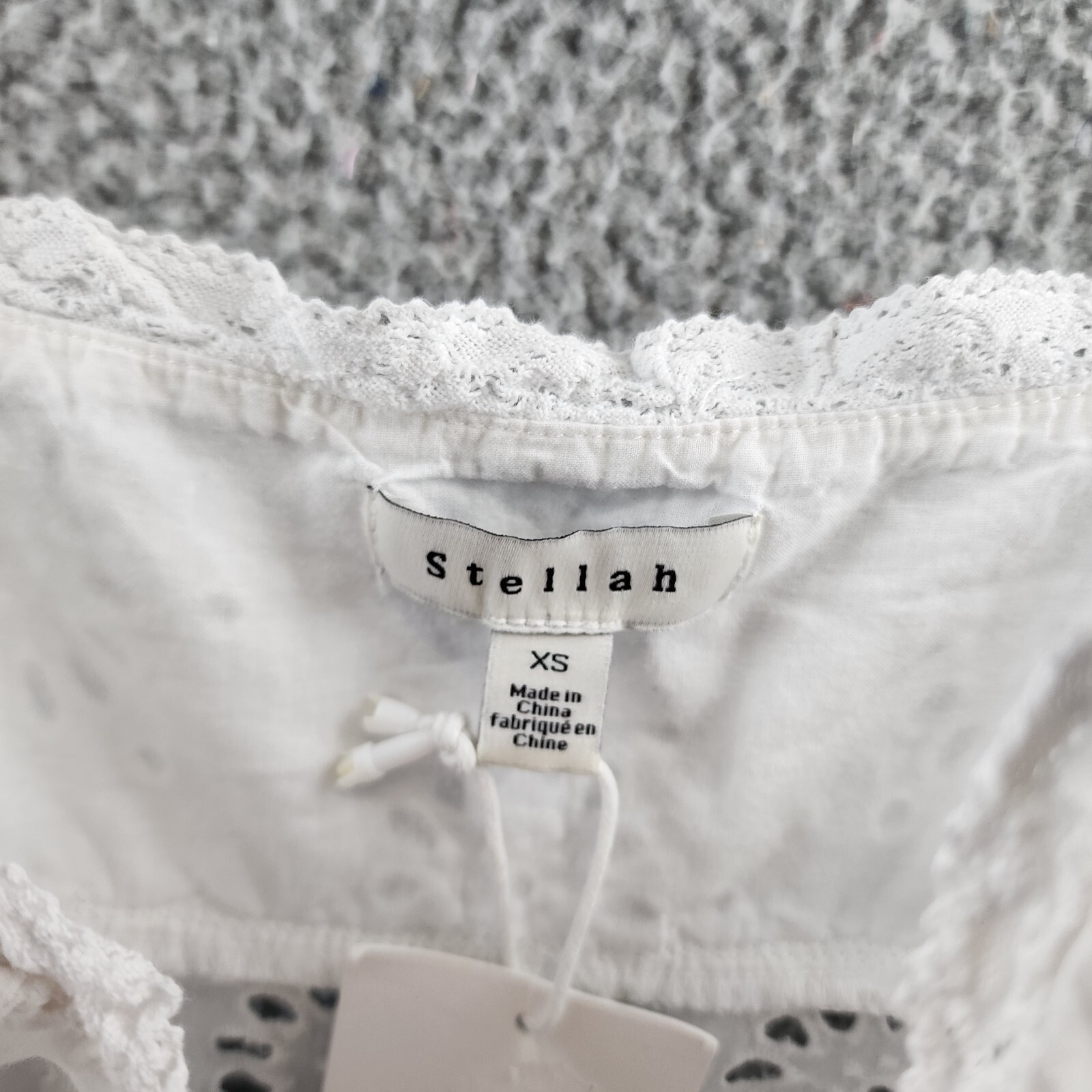 Stellah Sleeveless Eyelet Dress Women's XS White Button Front Adjustable Strap~ - Picture 5 of 16
