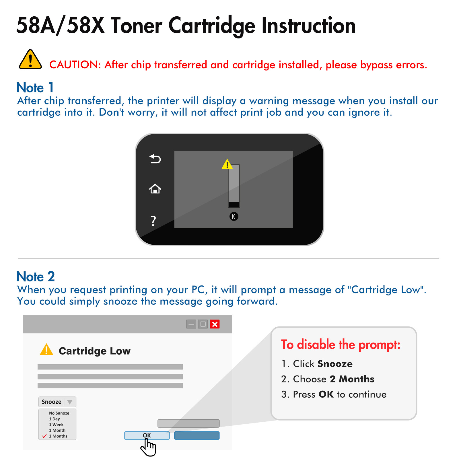 [NO CHIP] CF258A CF258X 58A 58X Toner Compatible With HP Laserjet Pro M404n lot