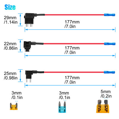 10pc 12V Car Add-a-Circuit Fuse Adapter w/ Standard & Mini Tap Blade Fuse Holder