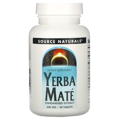 Source Naturals Yerba Mate 600 мг 90 таблеток без молочных продуктов, без яиц, без глютена,