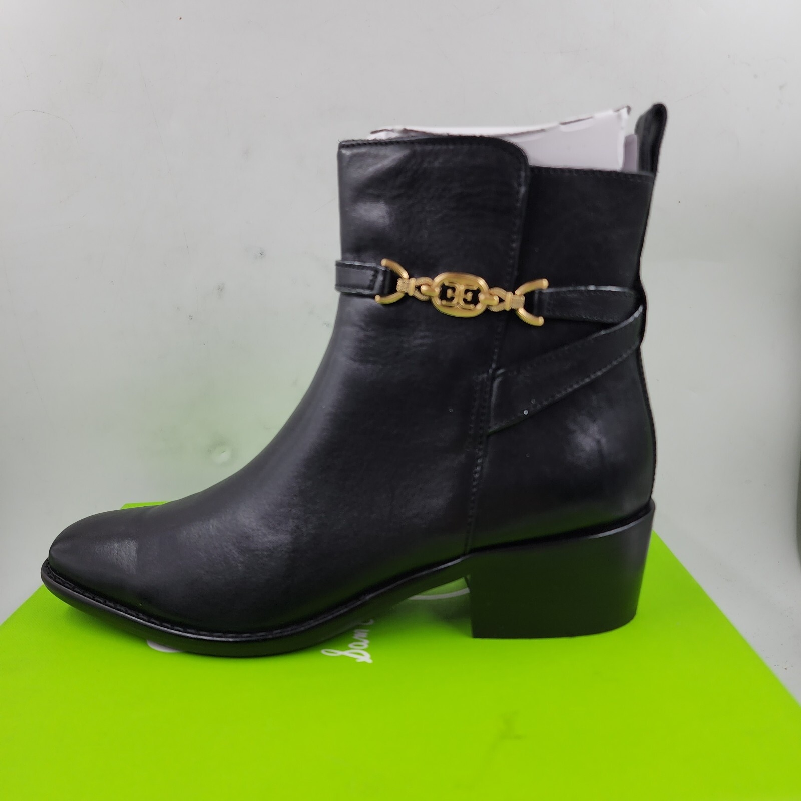 Sam Edelman Brawley Buckled Pointed Ankle Boots Women's 7 Black Side Zip Closure - Picture 12 of 16